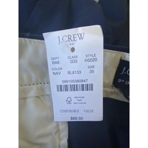 NWT - J.Crew Men's 9" Stretch Chino Short, Navy, 35 Waist - Picture 6 of 7